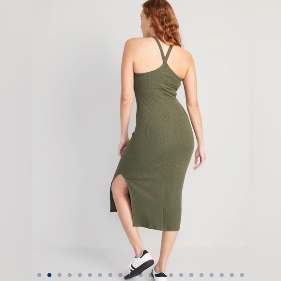 Fitted Rib-Knit Halter Midi Dress - Picture 6 of 8